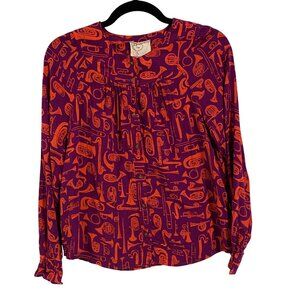 Anthropologie 52 Conversations  Colloquil Yoked Toot Your Own Horn Blouse Size 2